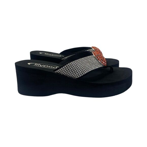 Lilypas Black and Silver Women's Sandals with crystal rhinestones Basket… - Picture 6 of 7